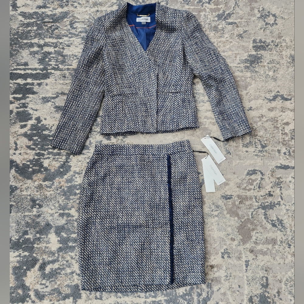 Calvin Klein | NWT 2 Pc Tweed Blazer & Pencil Skirt Set - Picture 3 of 12